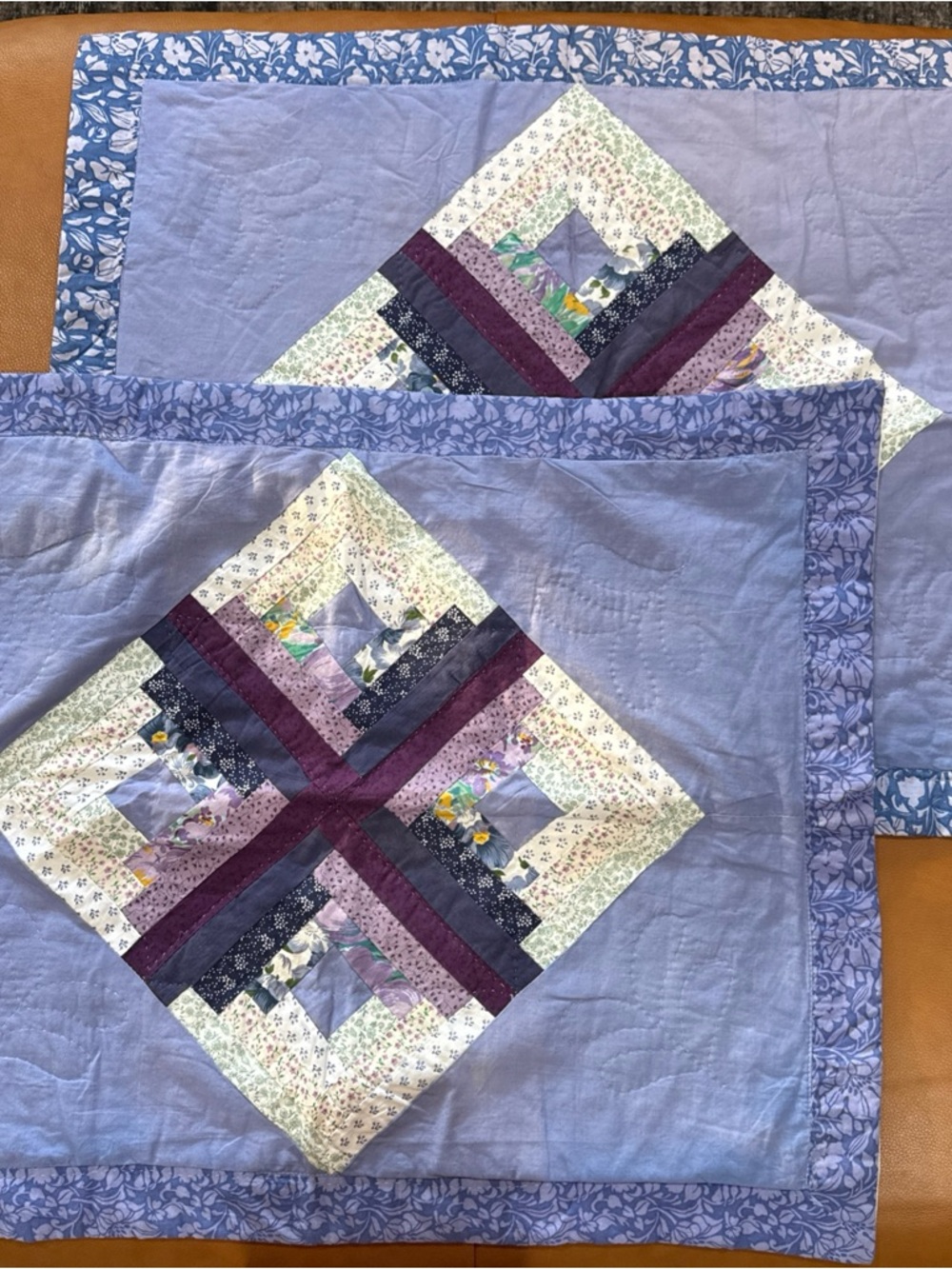 Set of 2 Quilted Patchwork Pillow Shams – 100% Cotton – 21” x 27”
